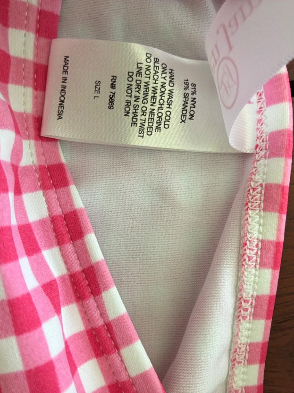 Lauren James pink gingham two piece bikini swimsuit L - Picture 5 of 14